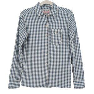 Guideboat Co Canoe Shirting Button Down Mens S Blue Gingham Seersucker USA Made
